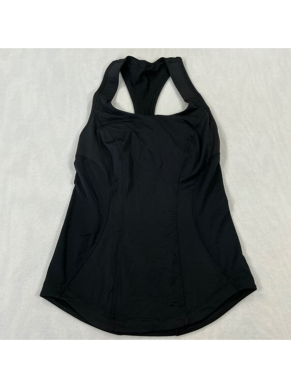 Lululemon Cool Racerback Tank Top Black Built In Bra Size 4 Yoga Running